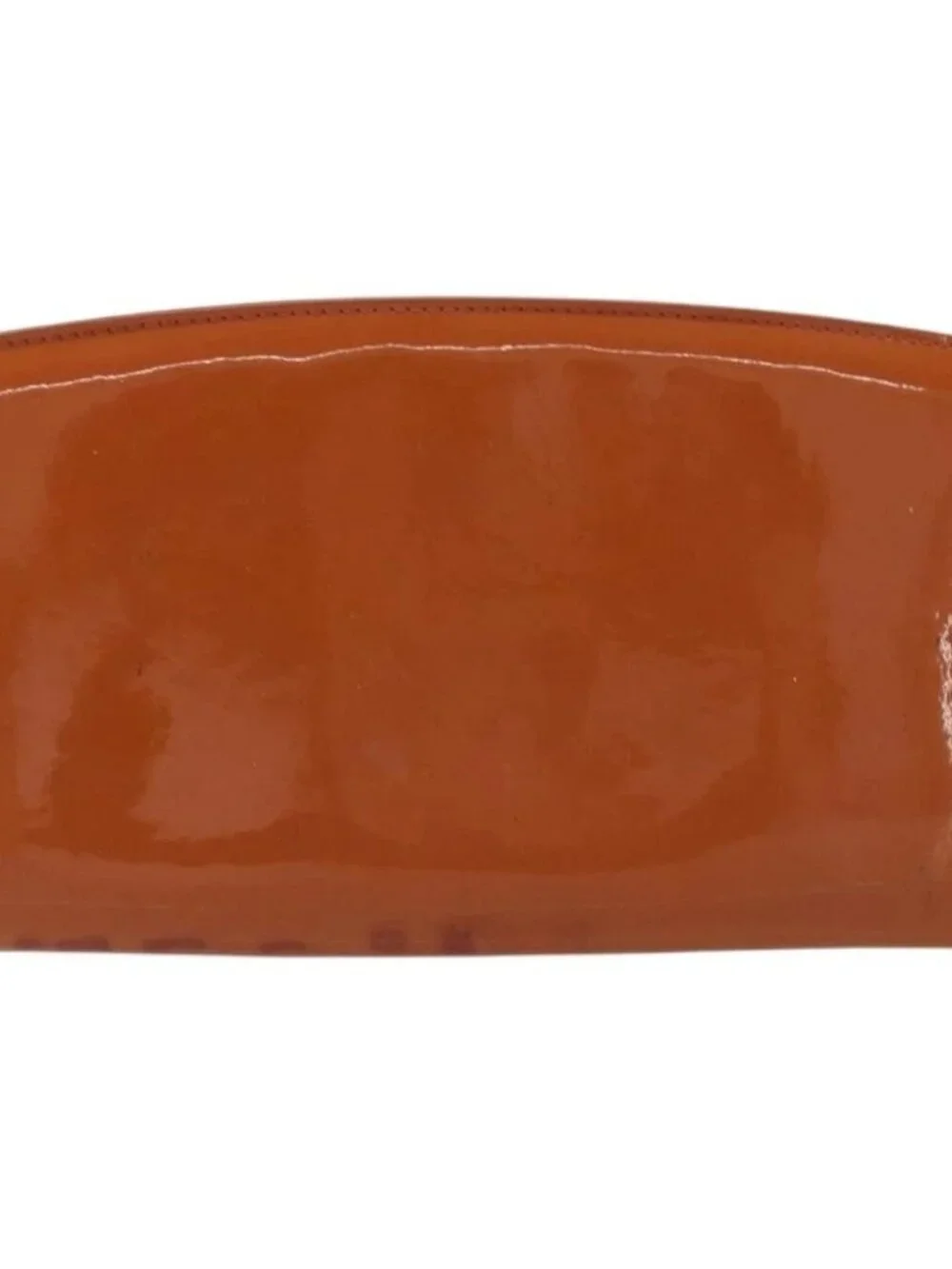 CHANEL Long Wallet Patent leather Orange Silver CC Auth bs34871